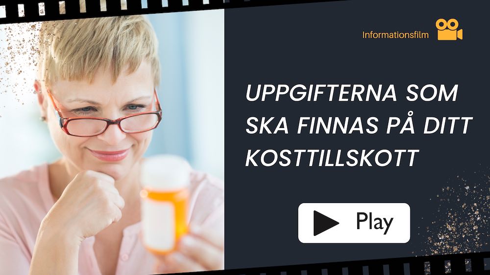 Uppgifterna som ska finnas på ditt kosttillskott 2